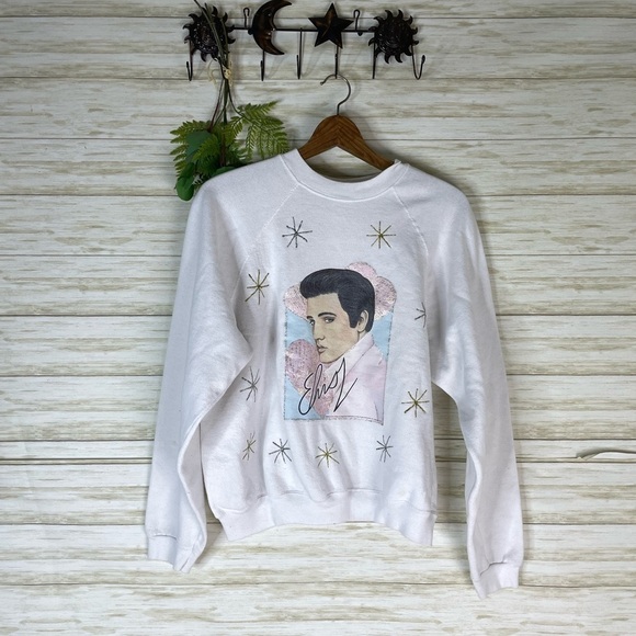 Vintage Puffy Paint Elvis Crewneck Sweatshirt - Picture 1 of 5